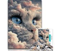 Puzzles 1000 pièces pour Adolescents, Cadeaux, Puzzles pour Adultes, Chat Blanc, Anti-Stress, défi Difficile, adapté à la décoration de Bureau (Taille 75x50cm)