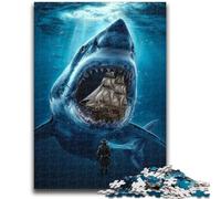 Puzzles 1000 pièces pour Adolescents, Cadeaux, Requins et Bateaux Pirates, Jeu éducatif, Jouet de défi, décoration Murale, Cadeaux d'anniversaire et de Noël Uniques, 38x26cm