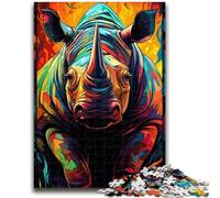 Puzzles 1000 pièces pour Adolescents, Cadeaux, rhinocéros colorés, Jeux éducatifs, décoration Murale, Cadeaux d'anniversaire et de Noël Uniques (75x50cm)