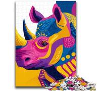 Puzzles 1000 pièces pour Adolescents Cadeaux Rhinocéros mystérieux Aidez Le Cerveau à exercer des Jouets addictifs pour cultiver la Patience Une œuvre d'art 26x38cm