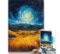Puzzles 1000 pièces pour Adolescents, Cadeaux, rizières sous Le Ciel Nocturne, Jouets éducatifs, Jeux Anti-Stress, décoration d'intérieur Unique et Cadeaux (38x26cm)