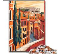 Puzzles 1000 pièces pour Adolescents, Cadeaux Rome, Italie, Minimaliste, Analyse et logique, avec pièces entièrement emboîtables de Formes aléatoires, pour Les Enfants de 14 Ans et Plus, 50x75cm