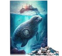 Puzzles 1000 pièces pour Adolescents Cadeaux Sceau Créatures imaginaires Puzzle en Bois Puzzles Amusants en Famille Puzzles 19,7 x 29,5 Pouces