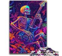 Puzzles 1000 pièces pour Adolescents, Cadeaux, Squelette Jouant de la Guitare, Jeux de détente, Jeu éducatif pour Anniversaire, Noël, à partir de 14 Ans, 26x38cm