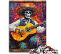 Puzzles 1000 pièces pour Adolescents, Cadeaux, Squelette Mexicain Jouant de la Guitare, Jeux éducatifs, Jouets à Faire soi-même, Superbes Cadeaux et Jouets (75x50cm)