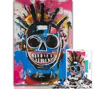 Puzzles 1000 pièces pour Adolescents, Cadeaux, Style Basquiat, tête de Mort, Puzzles pour Adultes, Anti-Stress, Vacances à la Maison, Interaction Parent-Enfant (Taille 75x50cm)