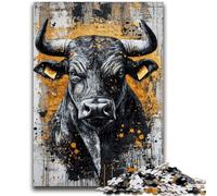 Puzzles 1000 pièces pour Adolescents, Cadeaux, Taureau Noir et Or, Jouets de Divertissement Familial, Jeu éducatif pour Anniversaire et Noël, pour Les 14 Ans et Plus, 50x75cm