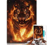 Puzzles 1000 pièces pour Adolescents, Cadeaux, Tigre de Flamme, Puzzle Adulte, Jeux éducatifs familiaux, décoration d'intérieur, Cadeau (Taille 38x26cm)