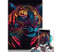 Puzzles 1000 pièces pour Adolescents, Cadeaux Tigre néon 1000 pièces pour Adolescents, Jeu de Quiz idéal comme Cadeau pour Toute la Famille (Taille 38x26cm)