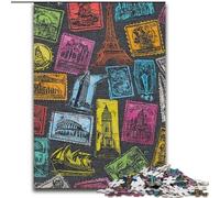 Puzzles 1000 pièces pour Adolescents, Cadeaux Timbres de Paris, Jouet éducatif et décompressant, idéal comme Cadeau pour Toute la Famille (Taille 50x75cm)
