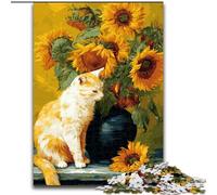 Puzzles 1000 pièces pour Adolescents, Cadeaux Tournesol et Chat, stimulants et Difficiles, avec des pièces entièrement emboîtables de Formes aléatoires (Taille 50x75cm)