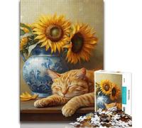 Puzzles 1000 pièces pour Adolescents, Cadeaux tournesols et Chats, Un défi à relever mais Amusant et Humoristique, Cadeau d'anniversaire, Cadeaux, décoration Murale (75x50cm)