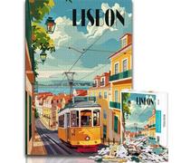 Puzzles 1000 pièces pour Adolescents, Cadeaux Tramway de Lisbonne, Aide Le Cerveau à exercer des Jouets addictifs pour cultiver la Patience et améliorer la mémoire (38x26cm)