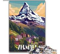 Puzzles 1000 pièces pour Adolescents, Cadeaux, Village de Montagne de Zermatt, pour 14 Ans et Plus, pour s'amuser en Famille et Jouer, Collection d'artistes, Beaux-Arts, 75x100cm