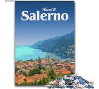 Puzzles 1000 pièces pour Adolescents, Cadeaux Visitez Salerne Difficile à compléter mais Amusant et Humoristique avec Affiche Assortie et Feuille de Questions (38x52cm) 1000 pièces