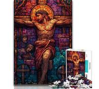 Puzzles 1000 pièces pour Adolescents, Cadeaux, vitrail Jésus, Puzzles pour Adolescents, Jouet éducatif intellectuel décompressant, Cadeau d'anniversaire (Taille 38x26cm)