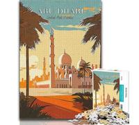 Puzzles 1000 pièces pour Adolescents, Cadeaux, Voyage à Abu Dhabi, Jeu Familial, Anti-Stress, défi Difficile, adapté aux Couples (38x26cm)