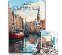 Puzzles 1000 pièces pour Adolescents, Cadeaux, Voyage à Amsterdam, Aide Le Cerveau à exercer, Jouets addictifs pour cultiver la Patience, décoration Murale (38x26cm)
