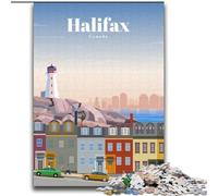 Puzzles 1000 pièces pour Adolescents, Cadeaux Voyage à Halifax Difficile à compléter mais Amusant et Humoristique avec Affiche Assortie et Feuille de Questions (38x52cm) 1000 pièces