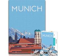 Puzzles 1000 pièces pour Adolescents, Cadeaux, Voyage à Munich, Allemagne Stimulez Votre Cerveau Jouets addictifs pour cultiver la Patience et améliorer la mémoire (75x50cm)