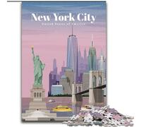 Puzzles 1000 pièces pour Adolescents, Cadeaux, Voyage à New York au crépuscule, pour 14 Ans et Plus, pour s'amuser en Famille et Jouer, Collection d'artistes, Beaux-Arts 50x75cm