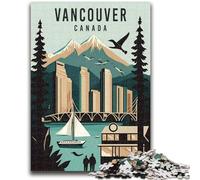 Puzzles 1000 pièces pour Adolescents, Cadeaux, Voyage à Vancouver, Canada, Anti-Stress, défi Difficile, renforce l'amour Entre Les Couples (Taille 38x26cm)