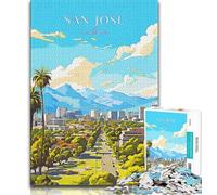 Puzzles 1000 pièces pour Adolescents, Cadeaux, Voyage en Californie à San José, Aide Le Cerveau à exercer, Jouets addictifs pour cultiver la Patience et améliorer la mémoire (75x50cm)