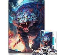 Puzzles 1000 pièces pour Adolescents Cadeaux White Tiger Rage Puzzle pour Adolescents Apprentissage éducatif idéal comme Cadeau pour Toute la Famille 75x50cm