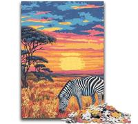 Puzzles 1000 pièces pour Adolescents, Cadeaux zèbre Africain, activité familiale, décoration d'intérieur Unique et Cadeaux pour Les 14 Ans et Plus, 50x75cm