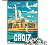 Puzzles 1000 pièces pour Adolescents Cadix Espagne Voyage, Aide Le Cerveau à exercer des Jouets addictifs pour cultiver la Patience et améliorer la mémoire 50x75cm