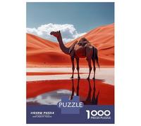 Puzzles 1000 Pièces pour Adolescents Camel in Desert Oasis Reflection Puzzles pour Adolescents, Jouets Anti-Stress, Difficile, Excellent Cadeau pour Les Jeux 70x50cm/1000pcs