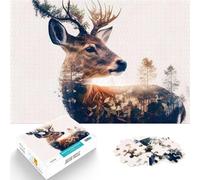 Puzzles 1000 pièces pour Adolescents Cerf couronné des forêts Réduction du Stress intéressante Œuvre d'art 75x50cm