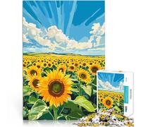 Puzzles 1000 pièces pour Adolescents Champ de tournesols Art Minimaliste Défi Difficile Jeu éducatif pour Anniversaire, Noël 52x38cm