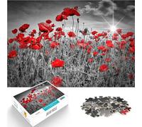 Puzzles 1000 pièces pour Adolescents Champ idyllique de Coquelicots Défi Difficile avec des pièces de Formes aléatoires entièrement imbriquées 75x50cm