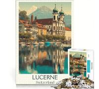 Puzzles 1000 pièces pour Adolescents Chapel Bridge Lucerne | 75x50cm Jouet éducatif anti-stress - Cadeau unique pour un anniversaire ou Noël