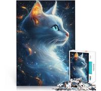 Puzzles 1000 pièces pour Adolescents Chat Blanc Mystique Séjour Anti-Stress pour Tuer Le Temps Idées Cadeaux 38x26cm