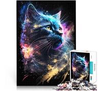 Puzzles 1000 pièces pour Adolescents Chat de l'espace Cosmique Séjour Anti-Stress pour Tuer Le Temps Œuvre d'art 75x50cm