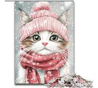 Puzzles 1000 pièces pour Adolescents Chat écharpe, Jeux, Jouets, Cadeaux d'anniversaire Uniques pour Les Enfants de 14 Ans et Plus (Taille 50x75cm)