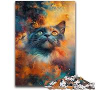 Puzzles 1000 pièces pour Adolescents, Chat fumant, Anti-Stress, défi Difficile, à Offrir en Cadeau à Toute la Famille, 50x75cm