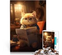 Puzzles 1000 pièces pour Adolescents Chat Mignon lisant Le Journal Jeu éducatif Familial Liste de souhaits avec Le Père Noël 52x38cm