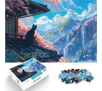 Puzzles 1000 pièces pour Adolescents Chat sur Un Toit pour Le Jeu éducatif Challenge Toy est idéal comme Cadeau pour Toute la Famille 75x50cm