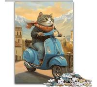 Puzzles 1000 pièces pour Adolescents Chat sur Une Moto, Jouets éducatifs et éducatifs, Jeux familiaux, Anniversaires et Cadeaux Uniques (Taille 50x75cm)