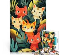 Puzzles 1000 pièces pour Adolescents Chats Mignons dans la Jungle Jouets à Faire soi-même Cadeau d'œuvre d'art 38x52cm