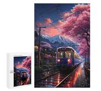 Puzzles 1000 pièces pour adolescents Cherry Blossom Train Journey Puzzles pour adultes Jeux de relaxation Cadeaux pour femmes Cadeaux pour amis et famille 1000 pièces