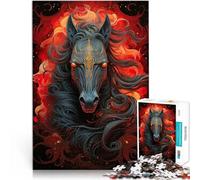 Puzzles 1000 pièces pour Adolescents Cheval de Flamme numérique Jouet éducatif intellectuel décompressant Une œuvre d'art 52x38cm