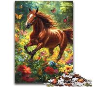 Puzzles 1000 pièces pour Adolescents, Cheval Parmi Les Fleurs, Jouet éducatif et éducatif, idéal comme Cadeau pour Toute la Famille, 50x75cm