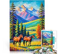 Puzzles 1000 pièces pour Adolescents Chevaux du Montana Jeux éducatifs Décoration d'intérieur Idées Cadeaux 52x38cm