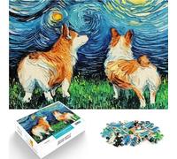 Puzzles 1000 pièces pour Adolescents Chien Corgi Nuit Étoilée Jeux éducatifs Jouets DIY Décoration Murale, Cadeaux Uniques pour Anniversaire et Noël 50x70cm