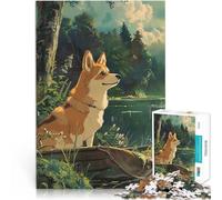 Puzzles 1000 pièces pour Adolescents Chien de la forêt Calme animé Jouets à Faire soi-même Cadeaux d'anniversaire 38x26cm