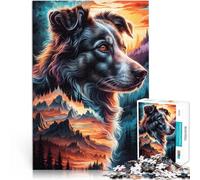 Puzzles 1000 pièces pour Adolescents Chien et Paysage de Montagne Jeu de Casse-tête est idéal comme Cadeau pour Toute la Famille 75x50cm